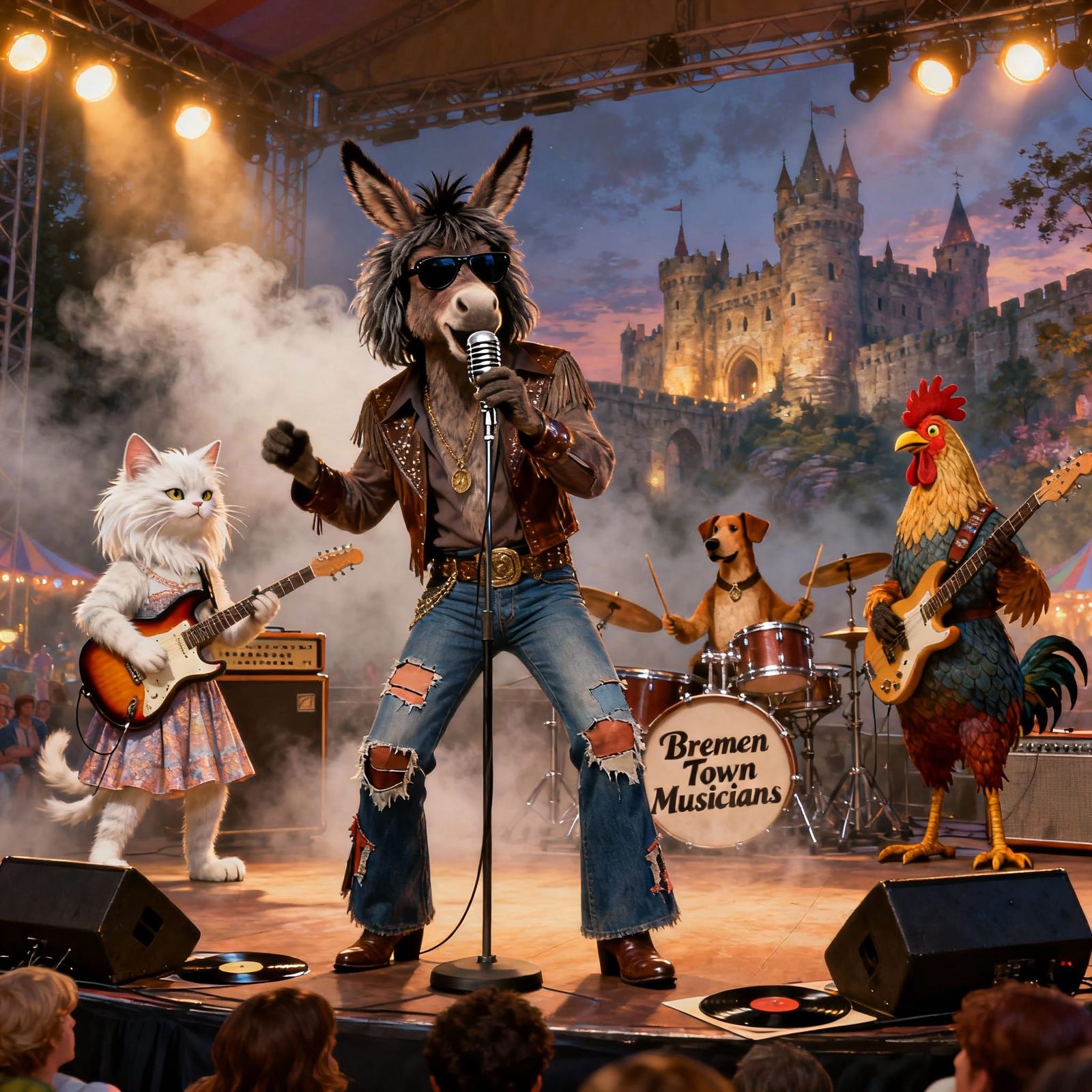 70s Glam Rock Band Performs at Ancient Castle Festival