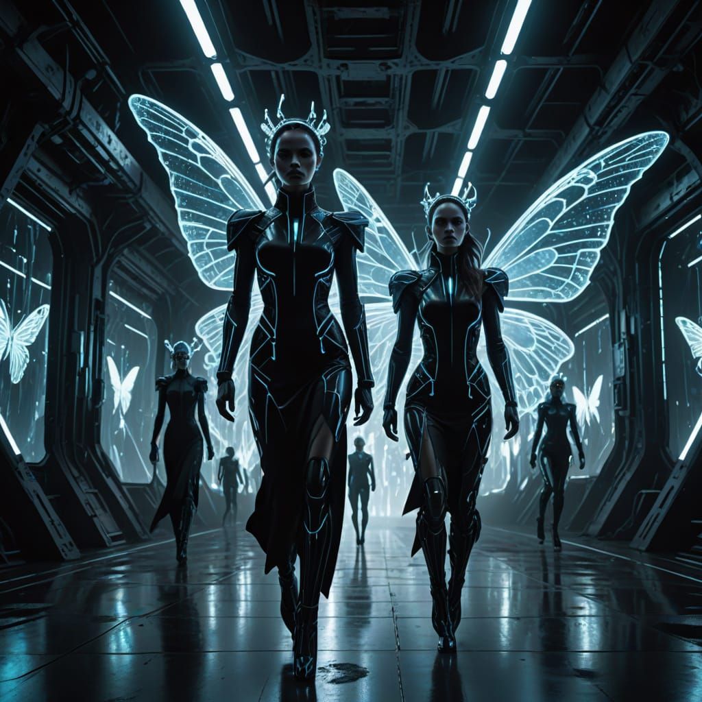 Surrealist Fashion Opera in Bioluminescent Oil Painting