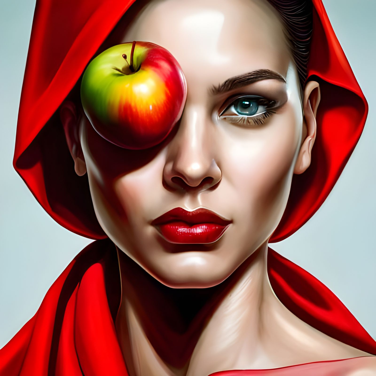 Gorgeous Apple-Eyed Woman in Hyperrealistic Style