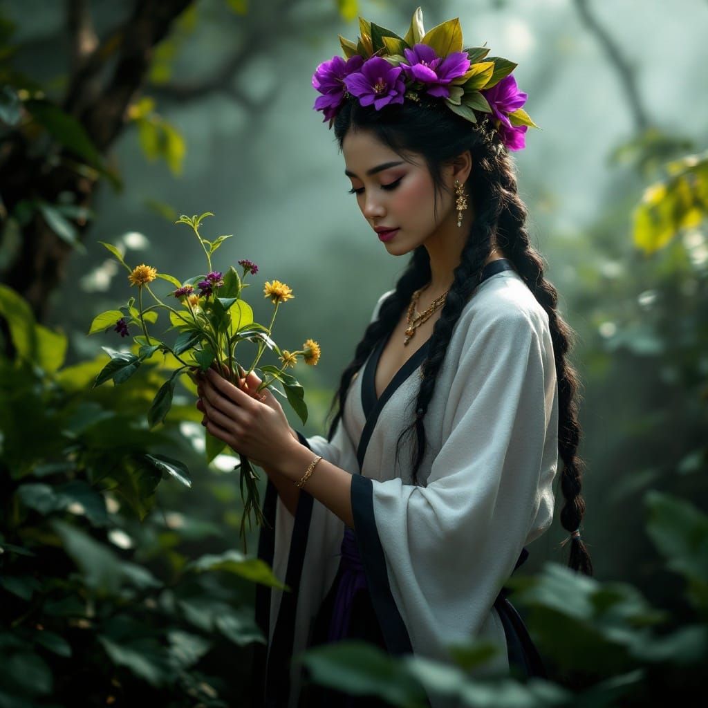 Mystical Sirayan Woman in Ancient Forest