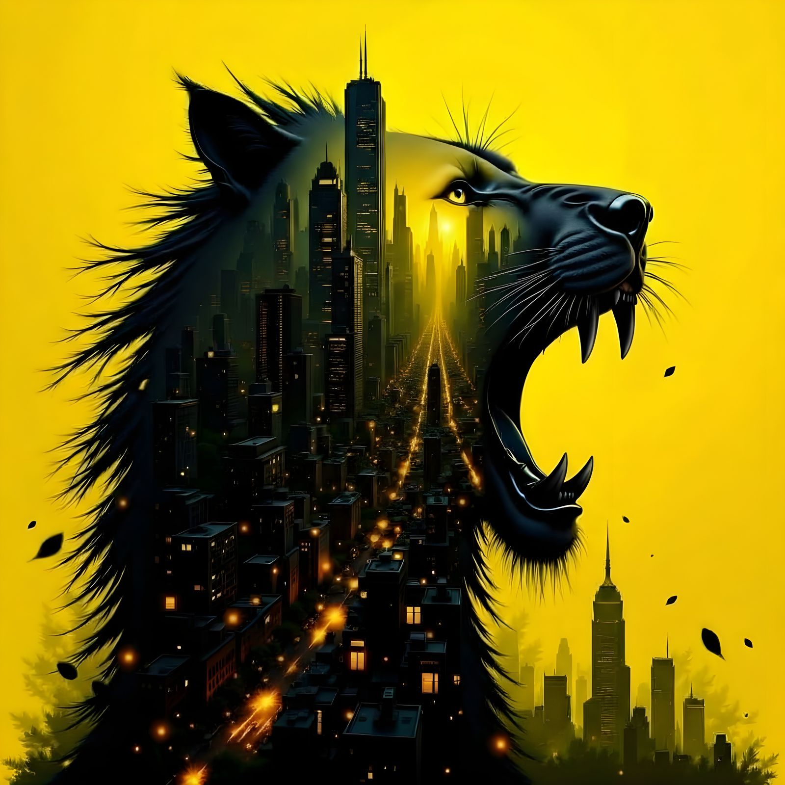 Striking Double Exposure Black and Yellow Art