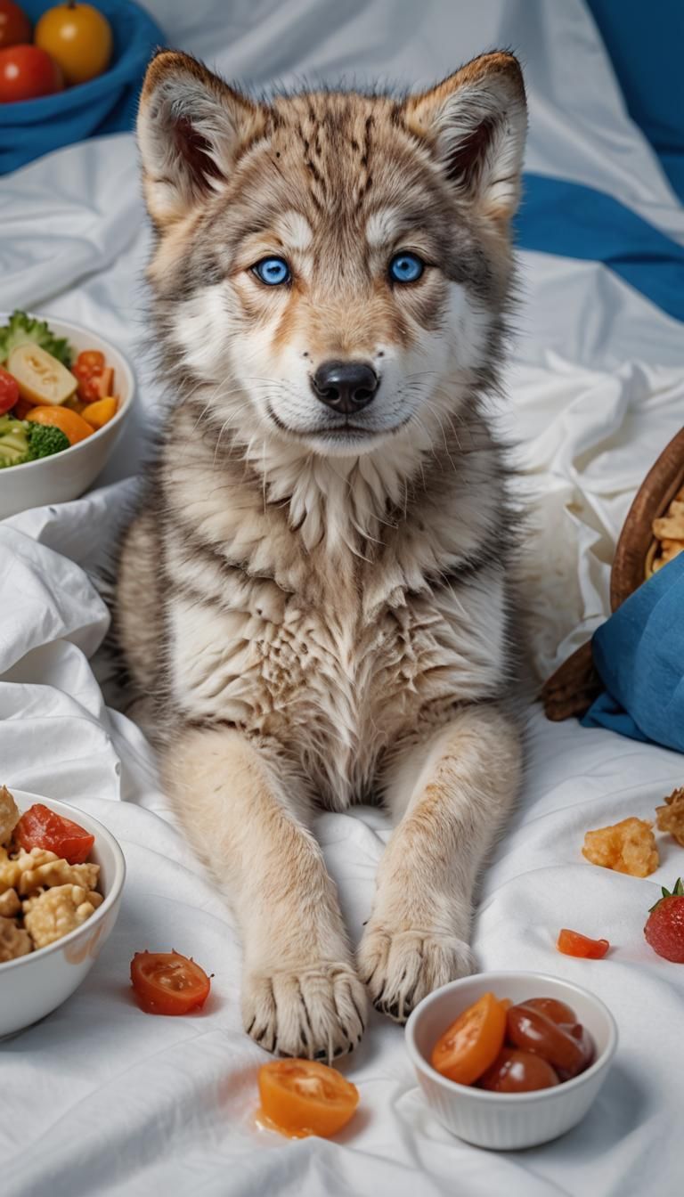 Hyperrealistic Siberian Wolf Puppy Portrait