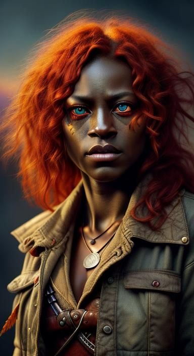 Female Cyborg Minotaur Elf Portrait in Comic Book Style