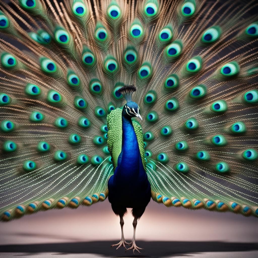 Holographic Peacock in Flight: Digital Art