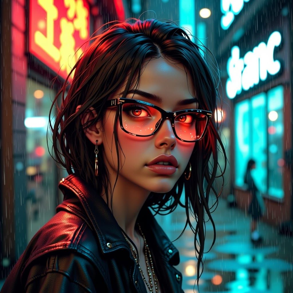 Surreal Cyberpunk Goddess in Neon Glory