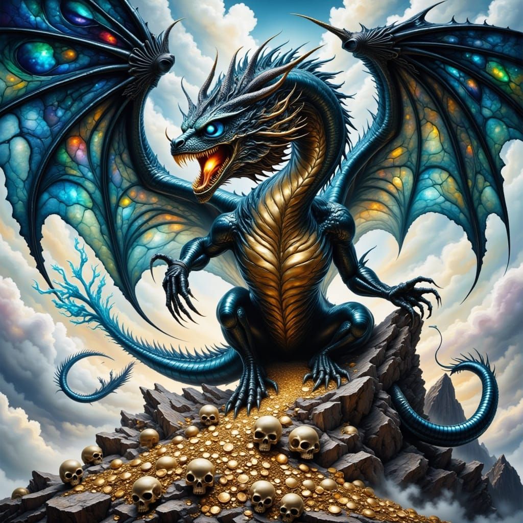 Majestic Dragon Amidst Celestial Wonder