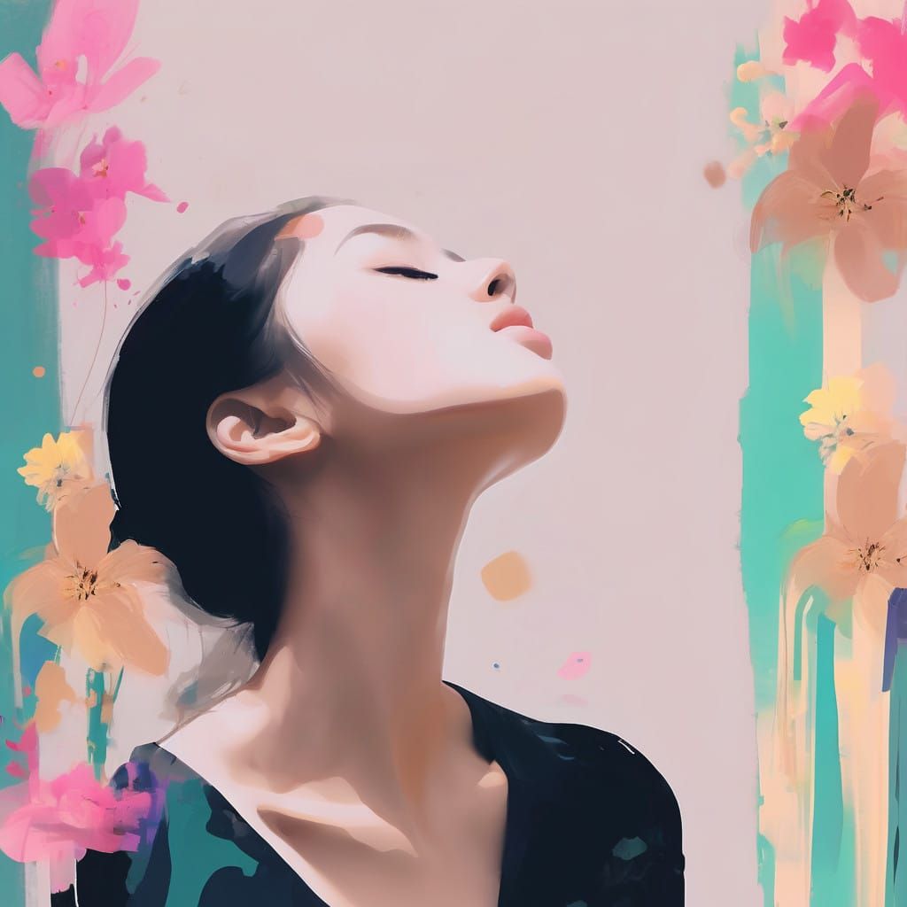 Digital Anime-Inspired Minimalism with Bold Brushstrokes