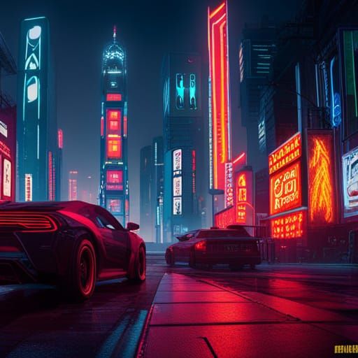 Neon Cityscape: Cyberpunk 2099 Blade Runner Style