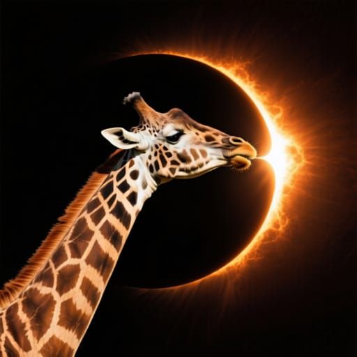 Giraffe Bites Sun During Solar Eclipse