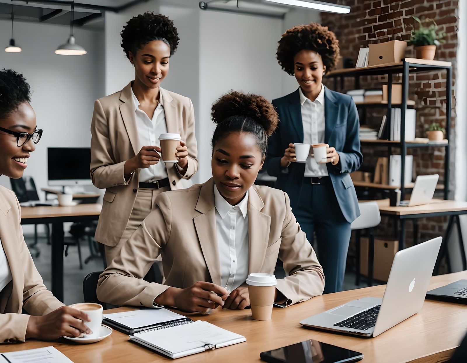 Businesswoman with Coffee in Office, Selective Focus