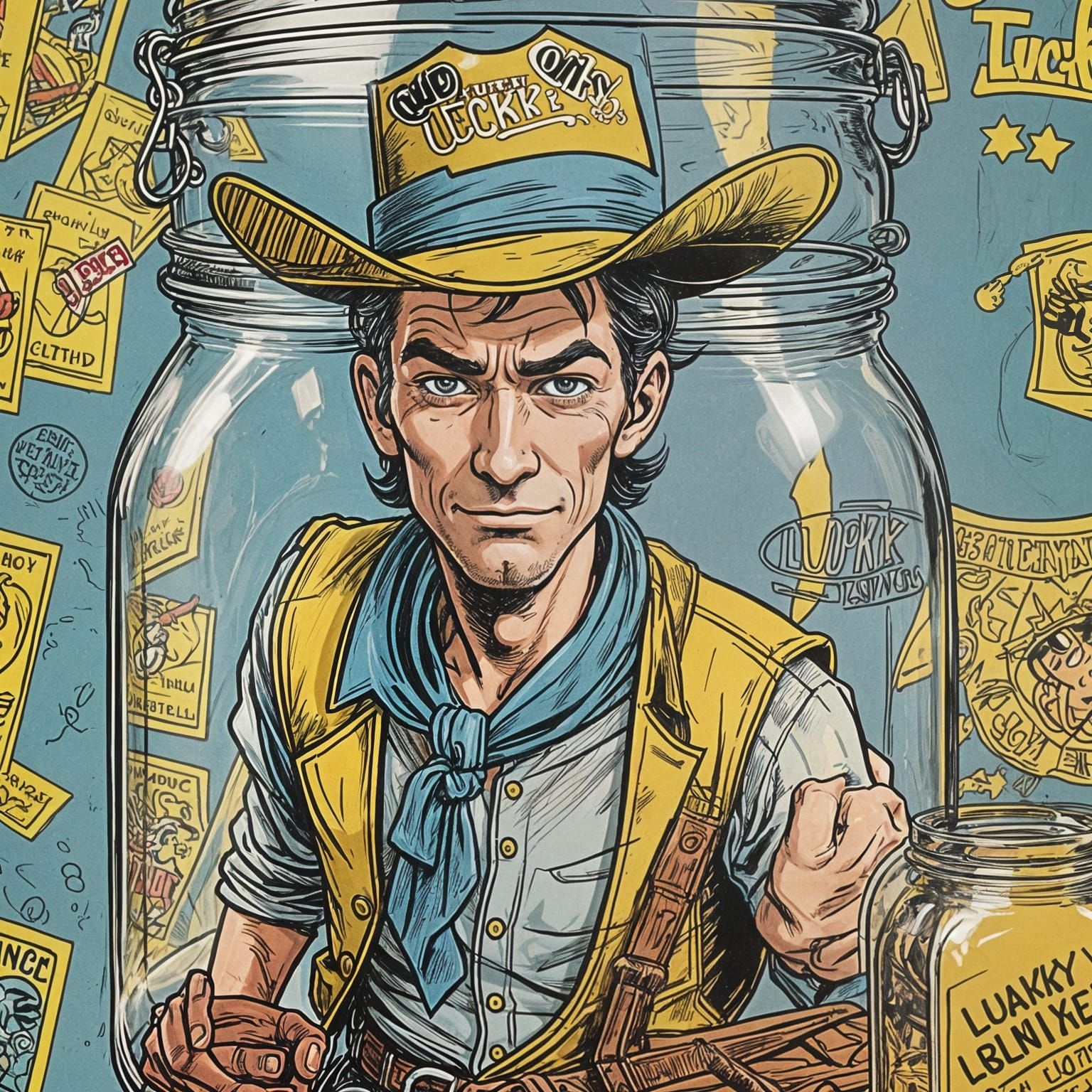 Lucky Luke Comic Scene in a Jar
