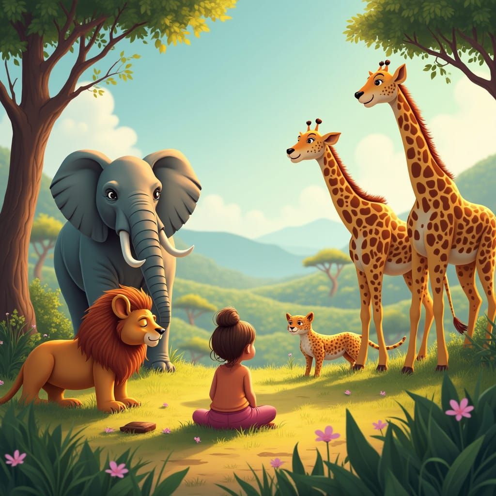Surreal Safari Scene in Whimsical Paradise