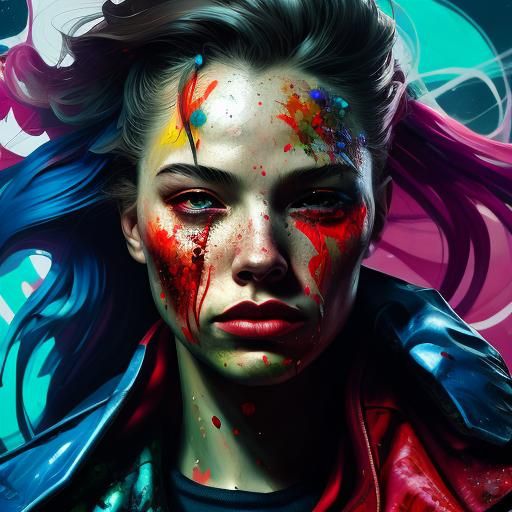 Scarlet Witch Portrait in Vibrant Street Art Style