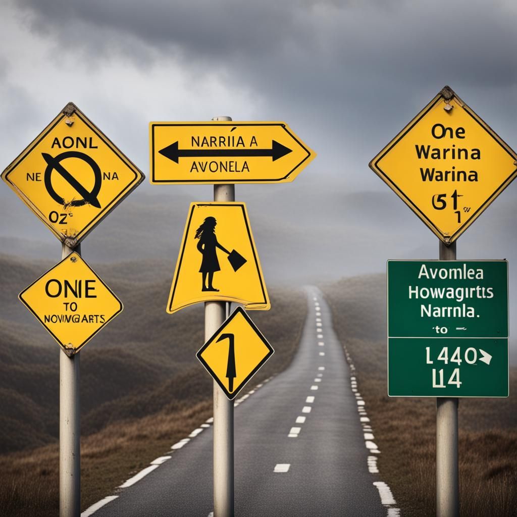Road Signs to Oz, Narnia, Hogwarts, Avonlea