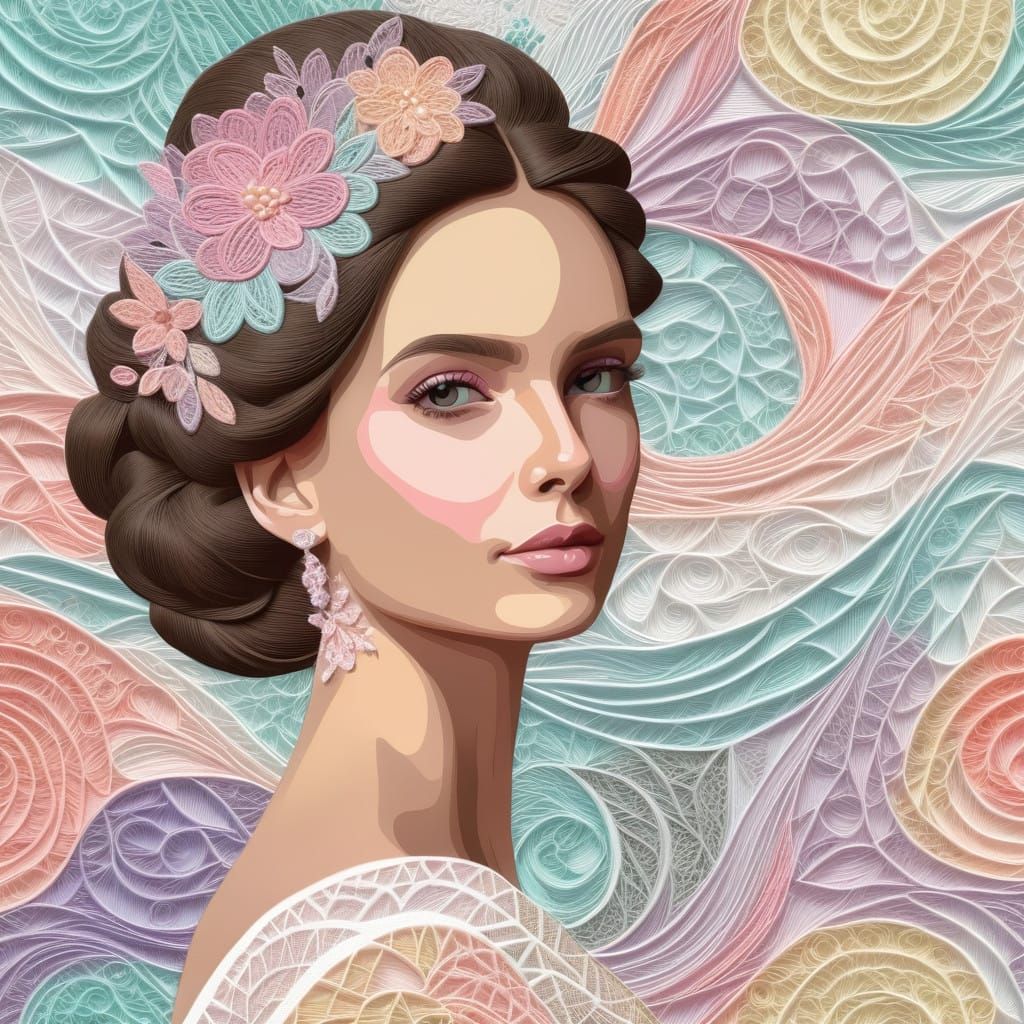 Pastel Bride in Springtime Abstraction