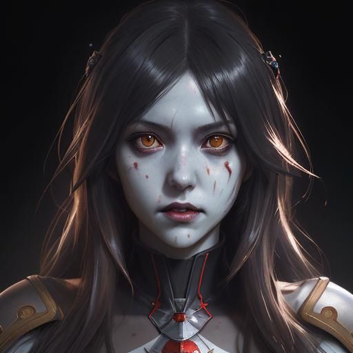 Misa Hayase Zombie Vampire Portrait in Unreal Engine