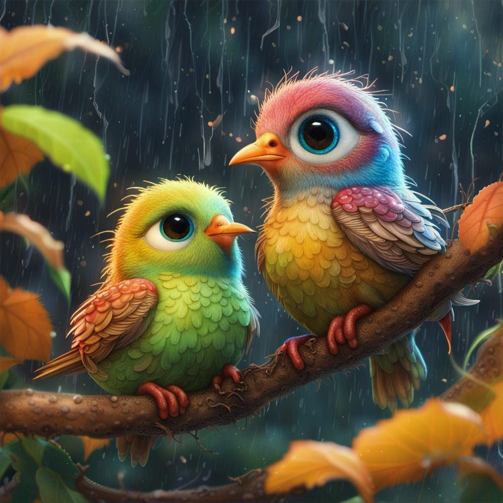Birds in the Rain