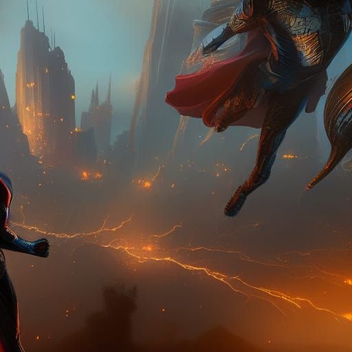 Detailed Superhero Concept Art in Deep Color