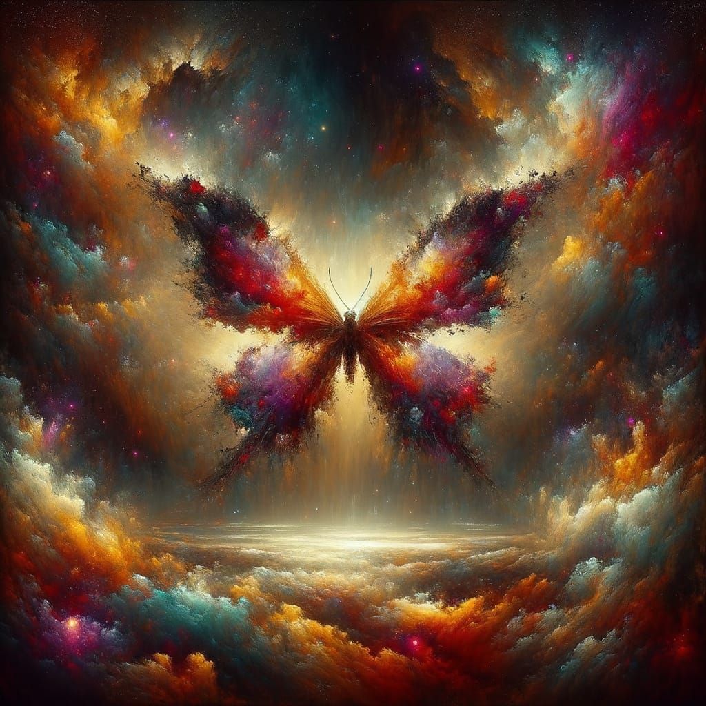 Brutal Cosmic Butterfly in Expressionist Digital Art