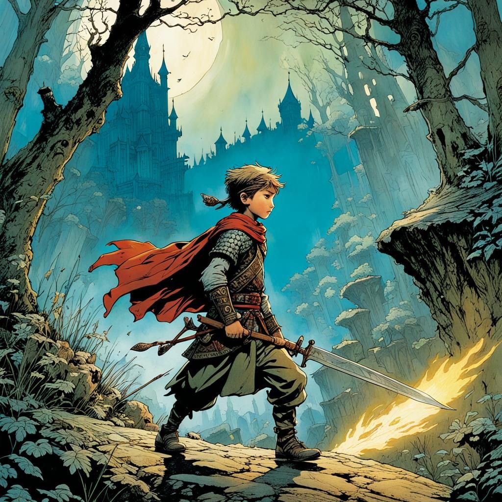 Heroic Little Warrior in Illustrative Style