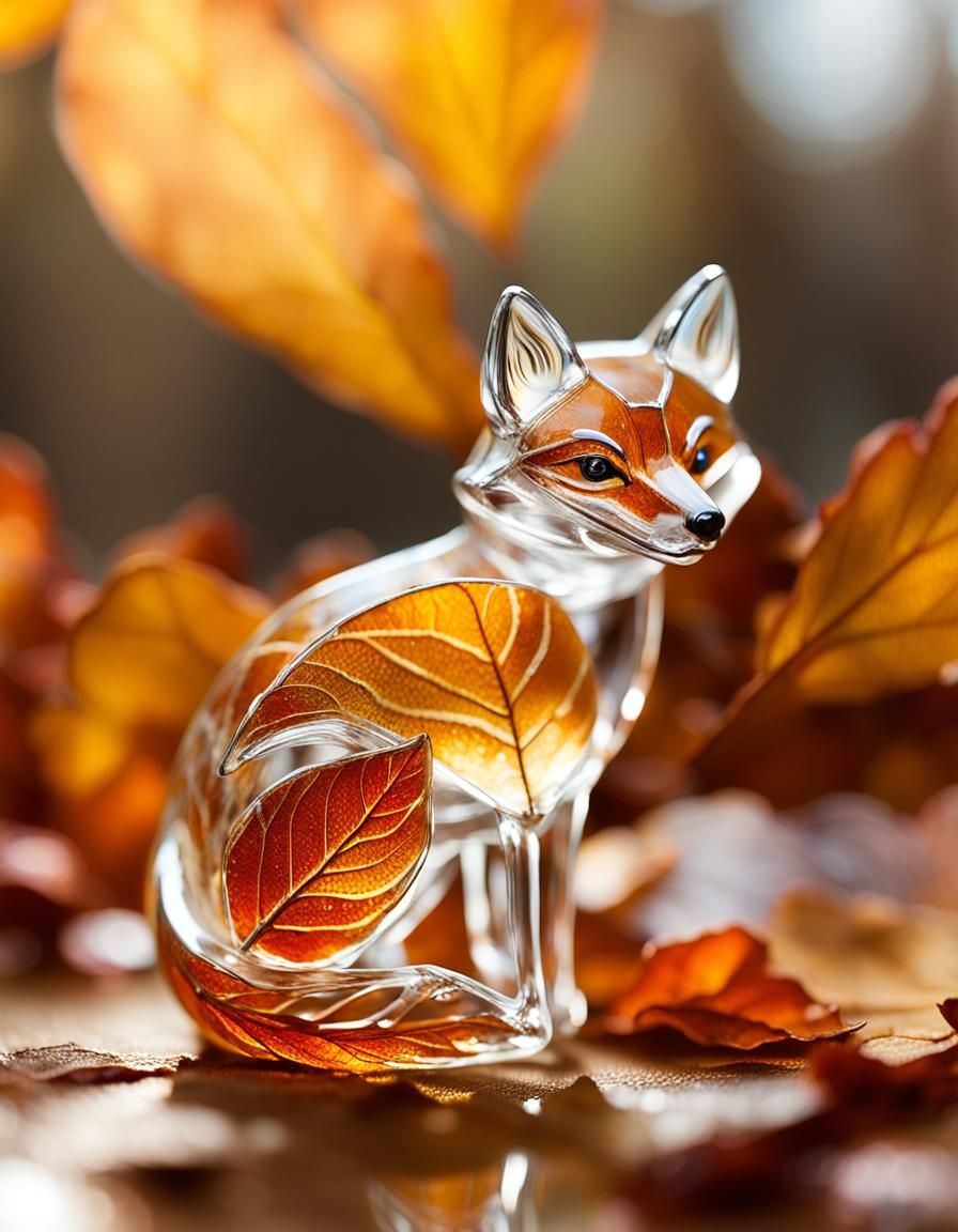 Glass Fox Enamel Figure in Macro Photography