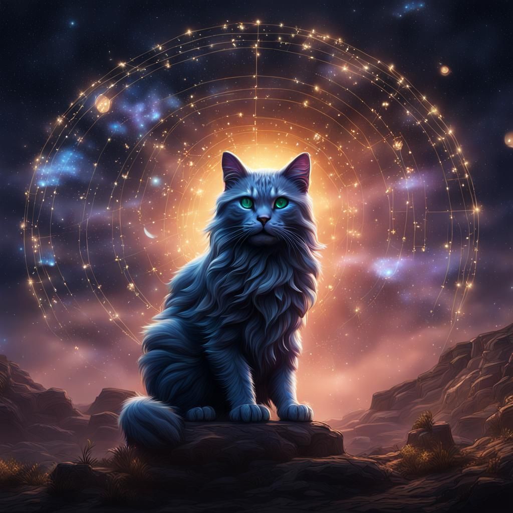 Celestial Cat Constellation: Fantasy Concept Art