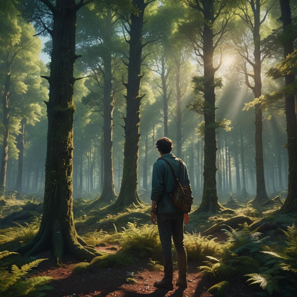 Fantastical Forest Figure in Summer Light