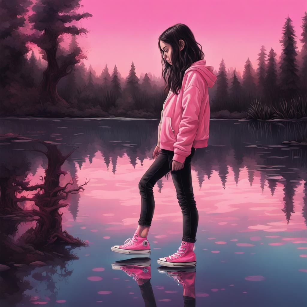 Reflection: Girl in Pink Meets Girl in Black