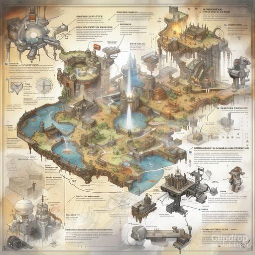 Video Game World Map: Technical Schematic Diagram