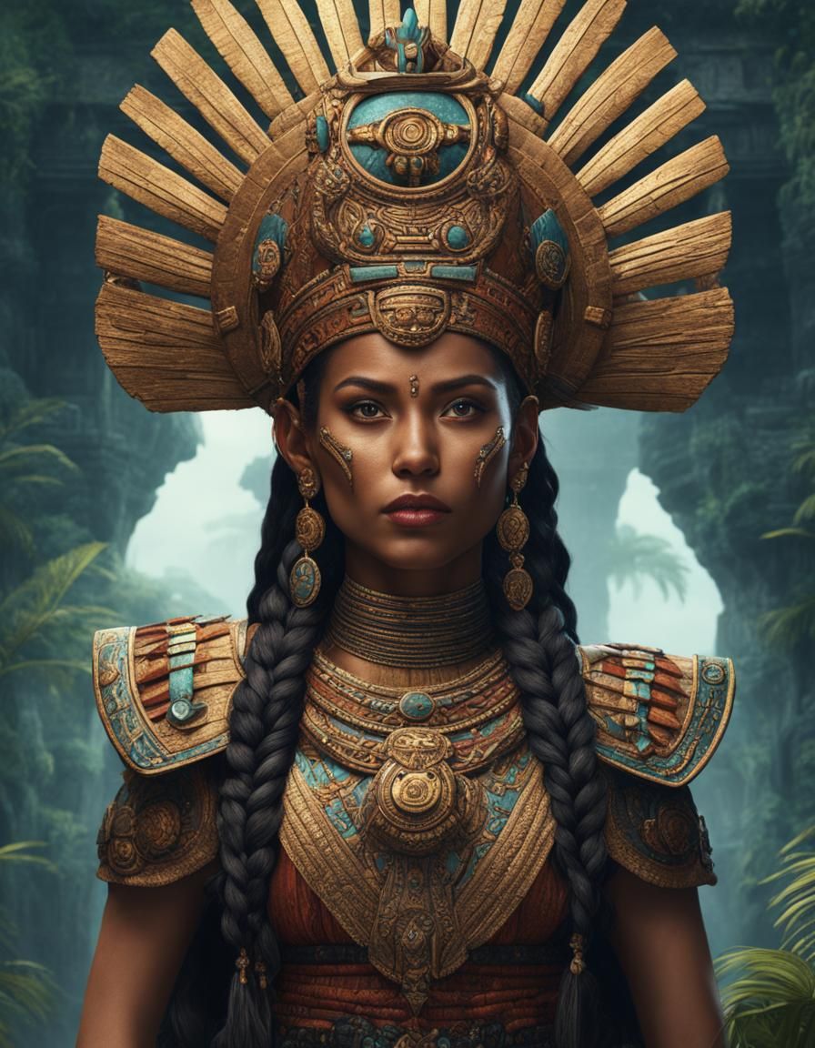 Detailed Mayan Portrait in Fantasy Art Style