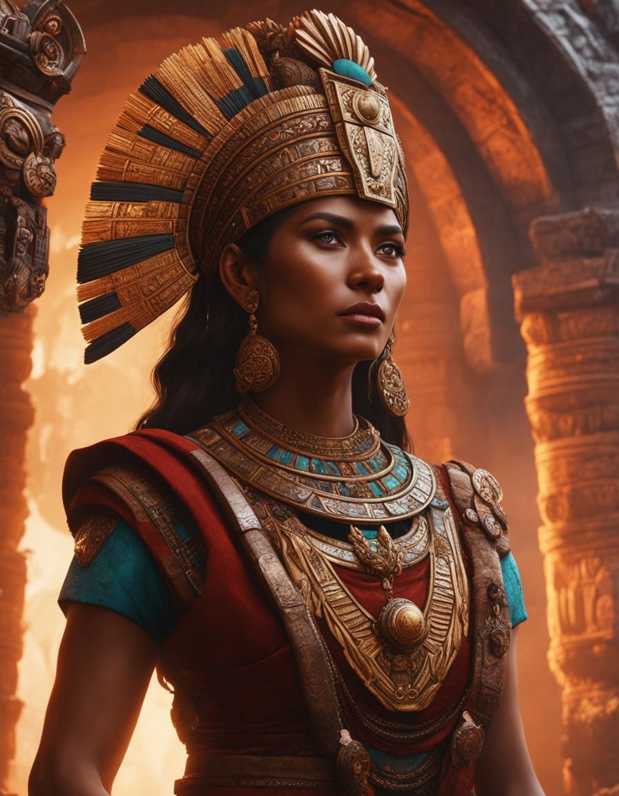 Detailed Mayan Portrait in Fantasy Concept Art Style