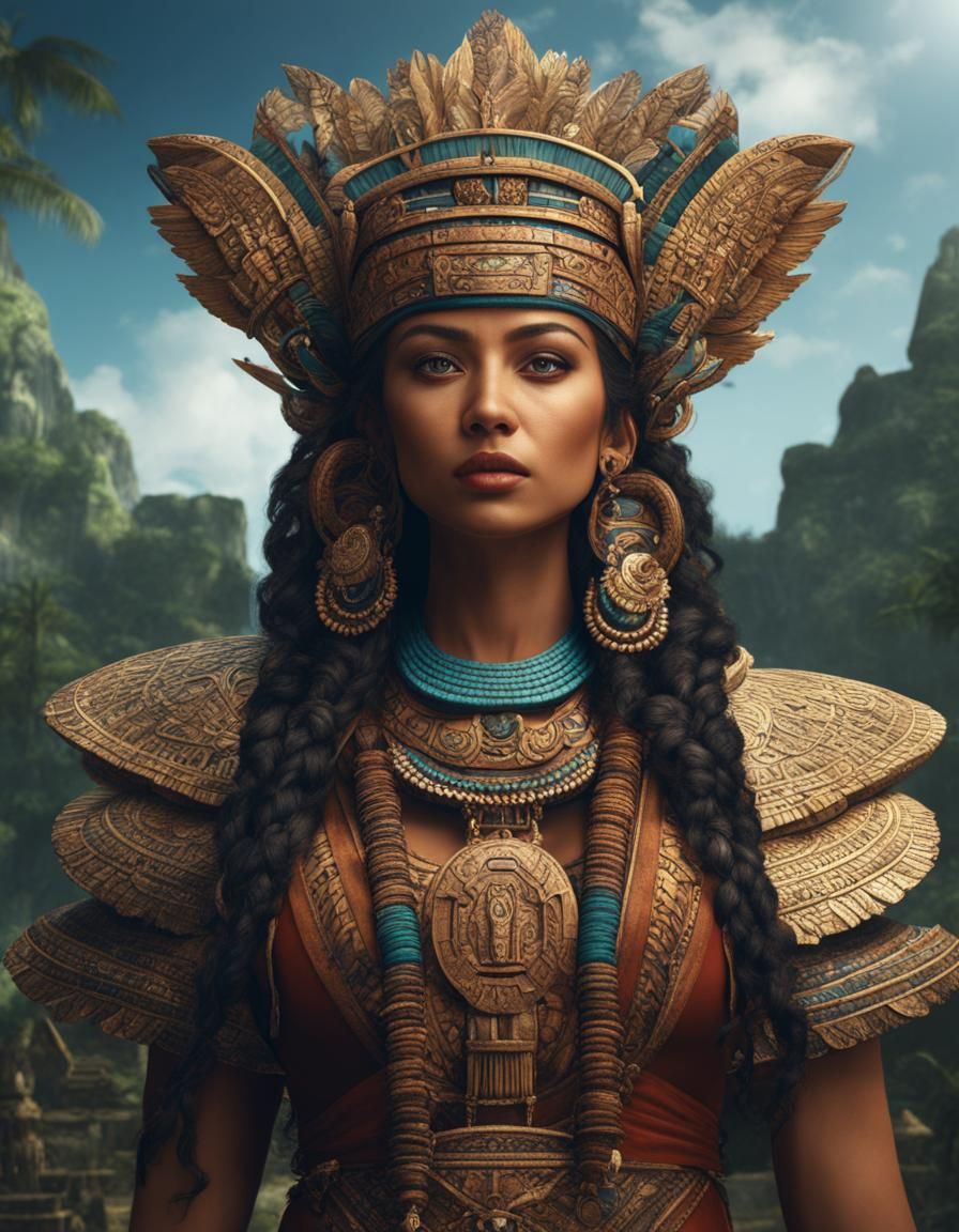 Detailed Mayan Portrait in Fantasy Concept Art Style