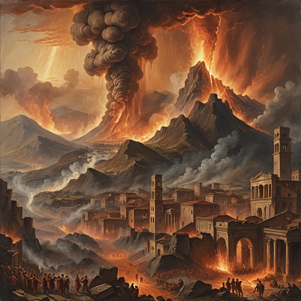 Pompeii Destruction: Volcano Eruption in Romantic Style