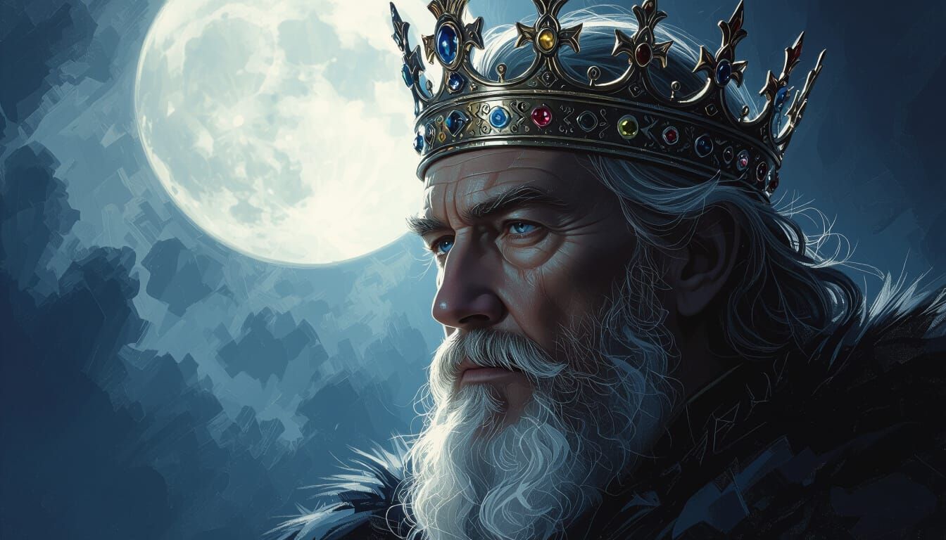 Aged King's Crown Reflects Ethereal Moonlight