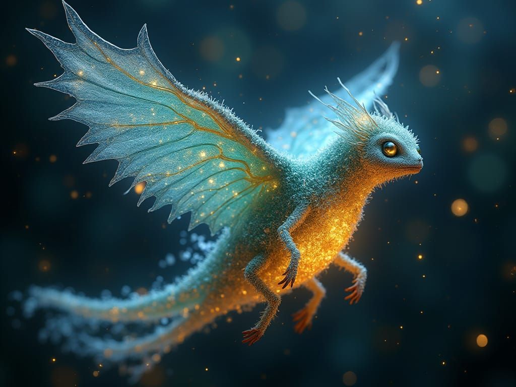 Chrysocolla Creature with Goldvein Cobweb Prismatic Spectral...