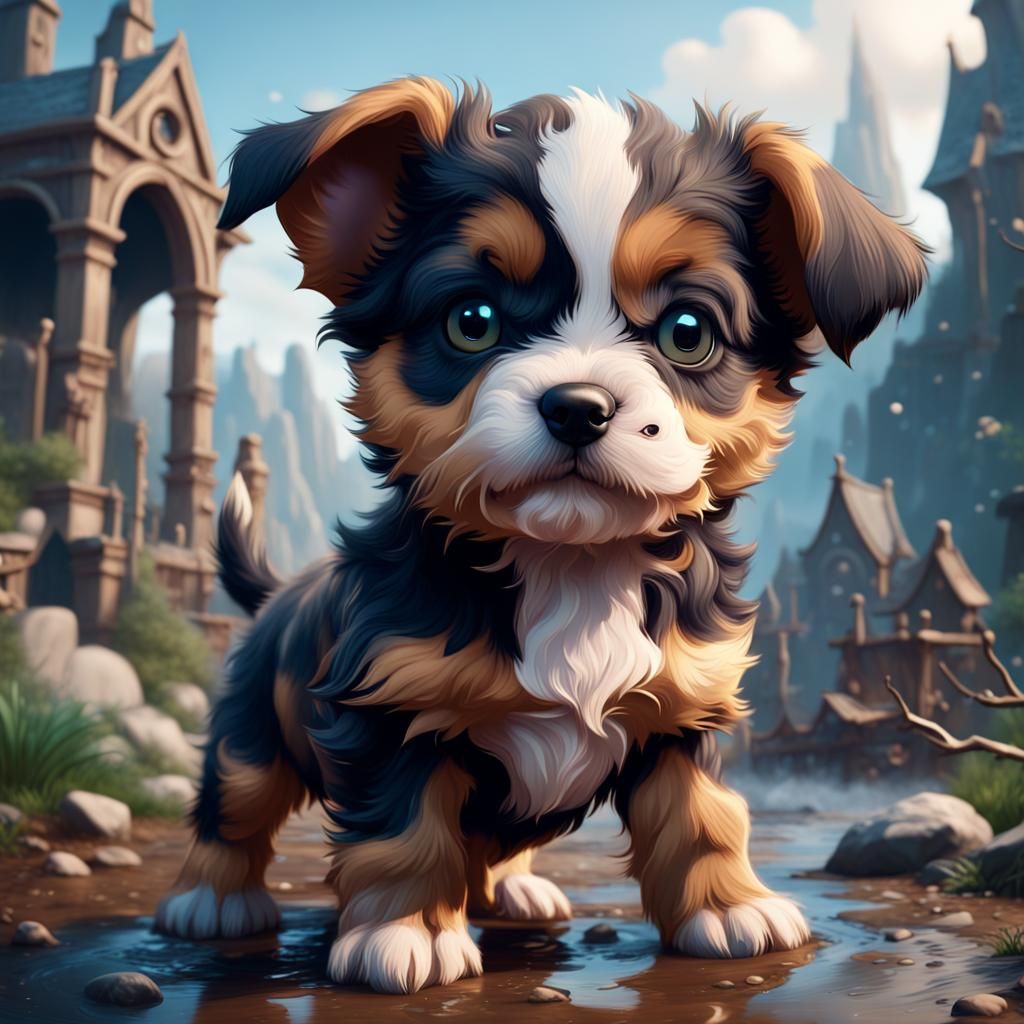 Adorable Puppy Detailed Matte Painting