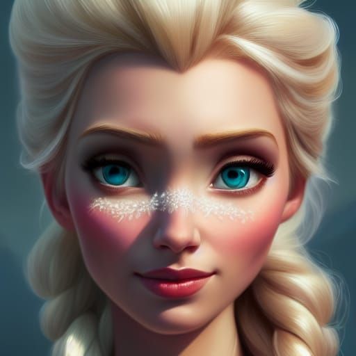 Elsa Portrait in Art Nouveau Style, 8k Resolution