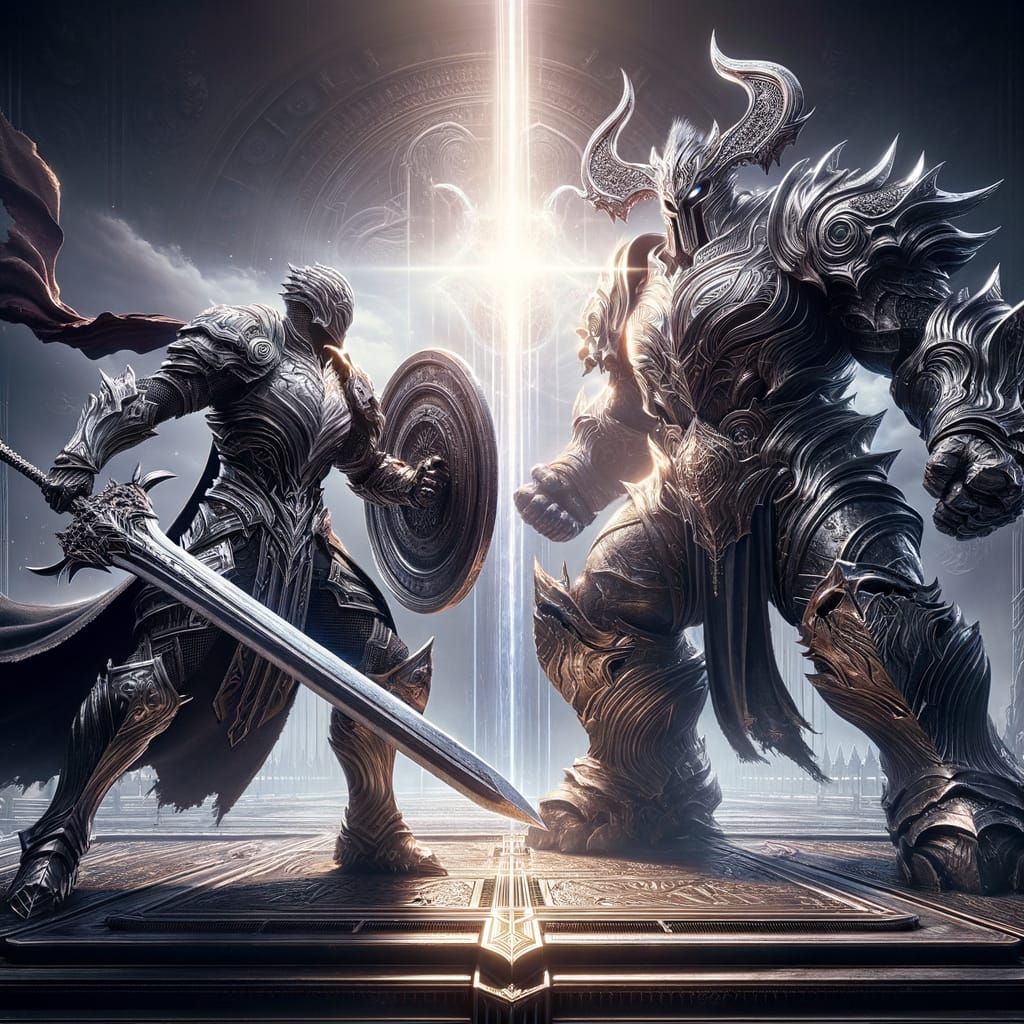 Epic Clash of Titans in a Futuristic Arena