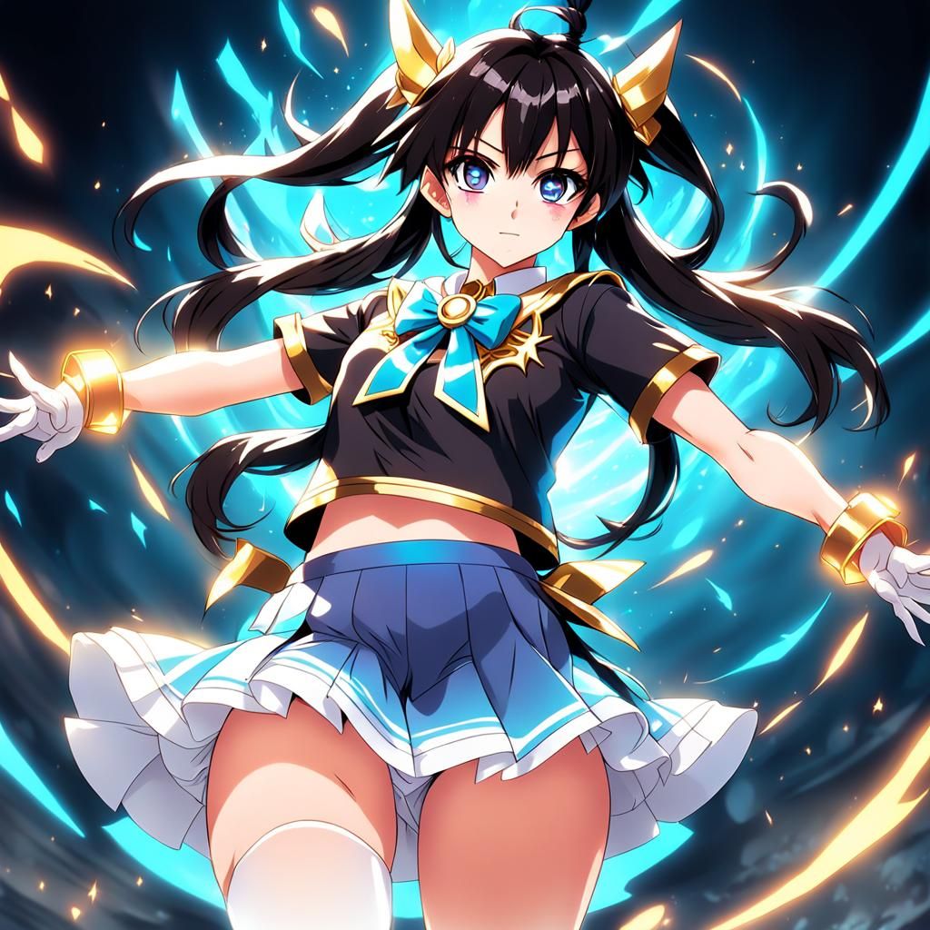 Mighty Magician Girl in Anime Style