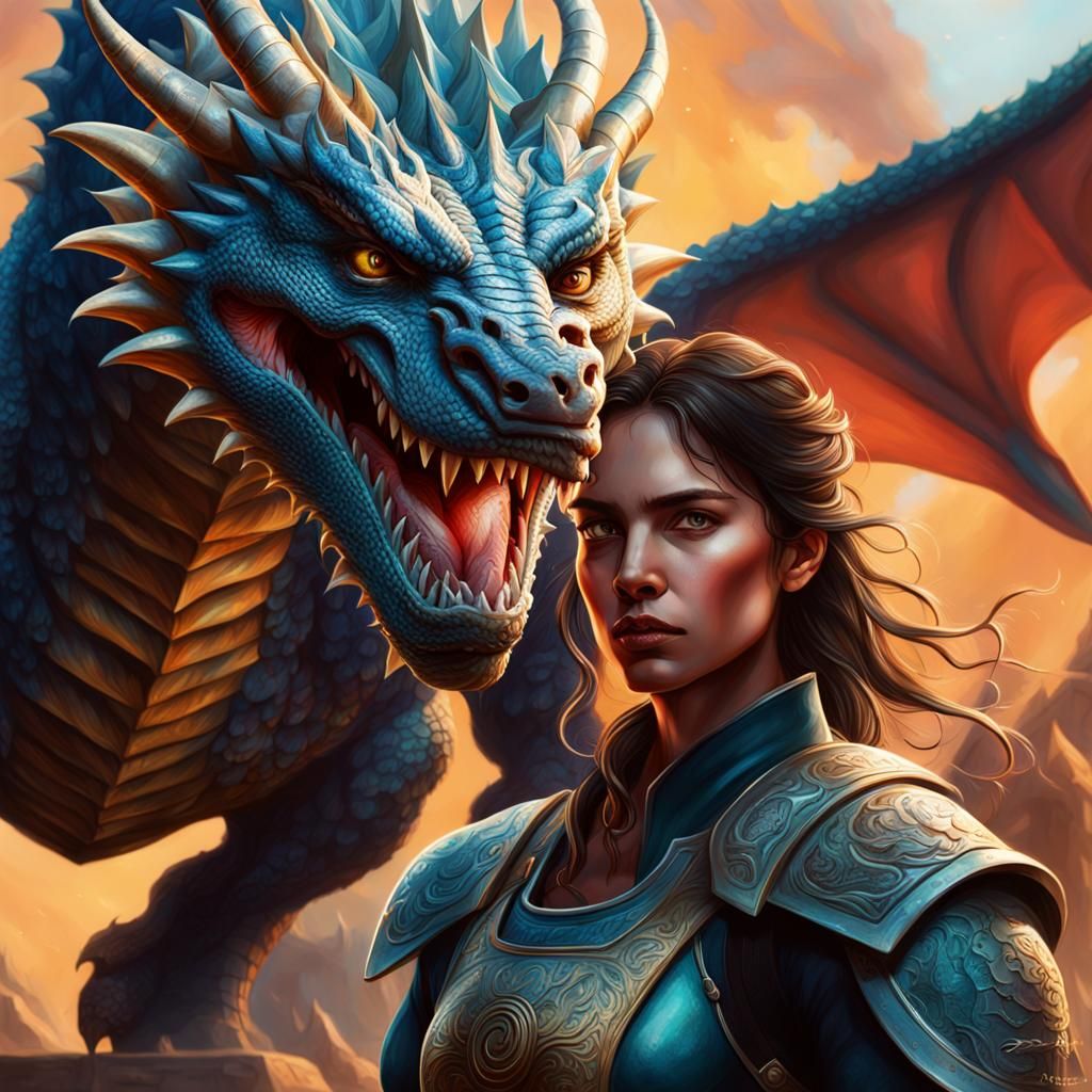 Dragon Warrior Woman: Hyperrealistic Concept Art