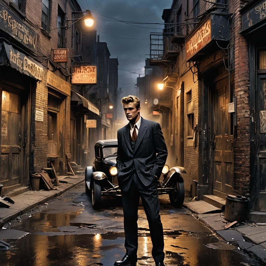 Gangster Beckons in Post-Apocalyptic Alley, Matte Painting