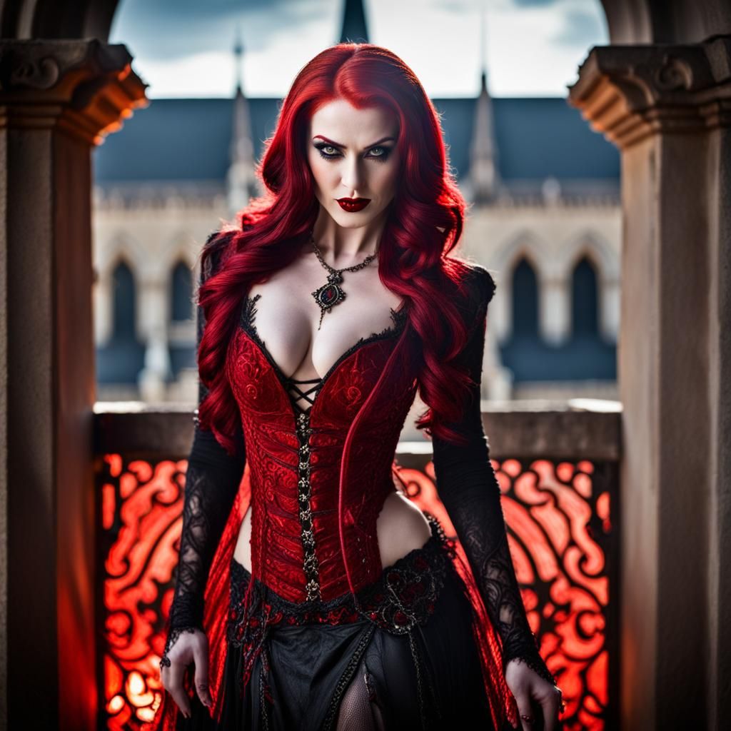 Gothic Vampiress Queen in Catholic Church