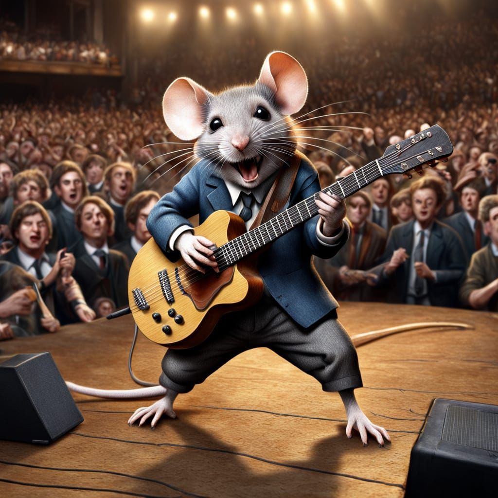 Mouse Rock Star Performs for Huge Audience