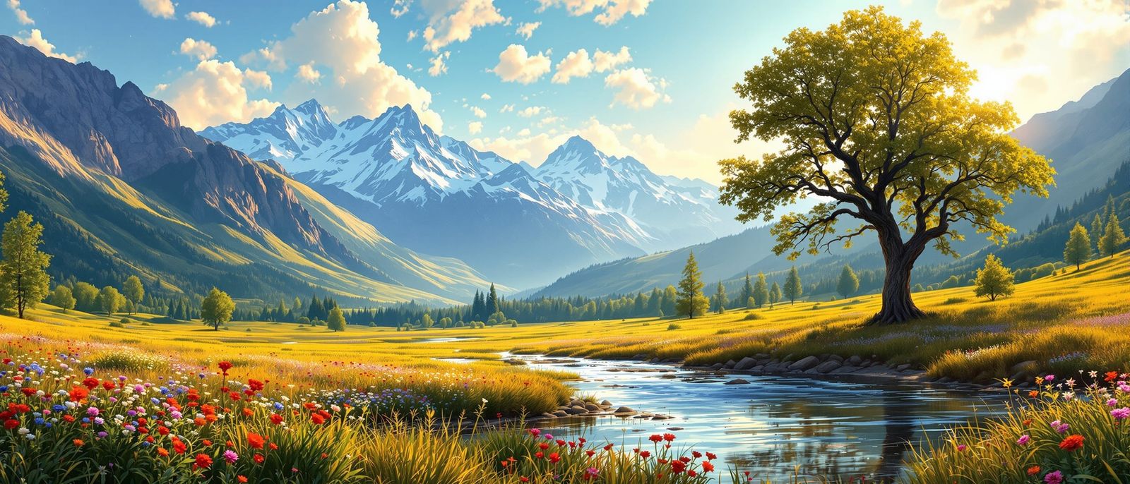 Sun-Drenched Valley Landscape as Hudson River Painting