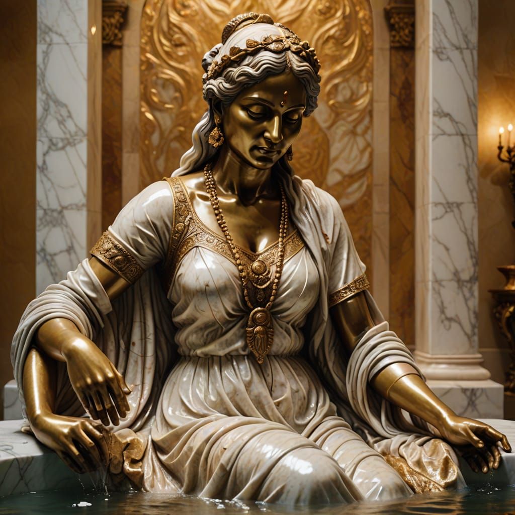 Baroque Marble Sculpture of an Indian Woman