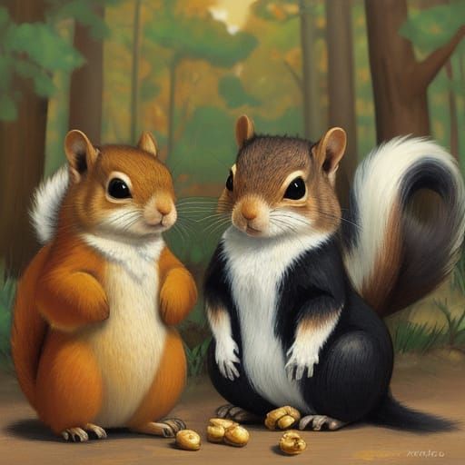 Whimsical Woodland Creatures in a Neo-Expressionist Style