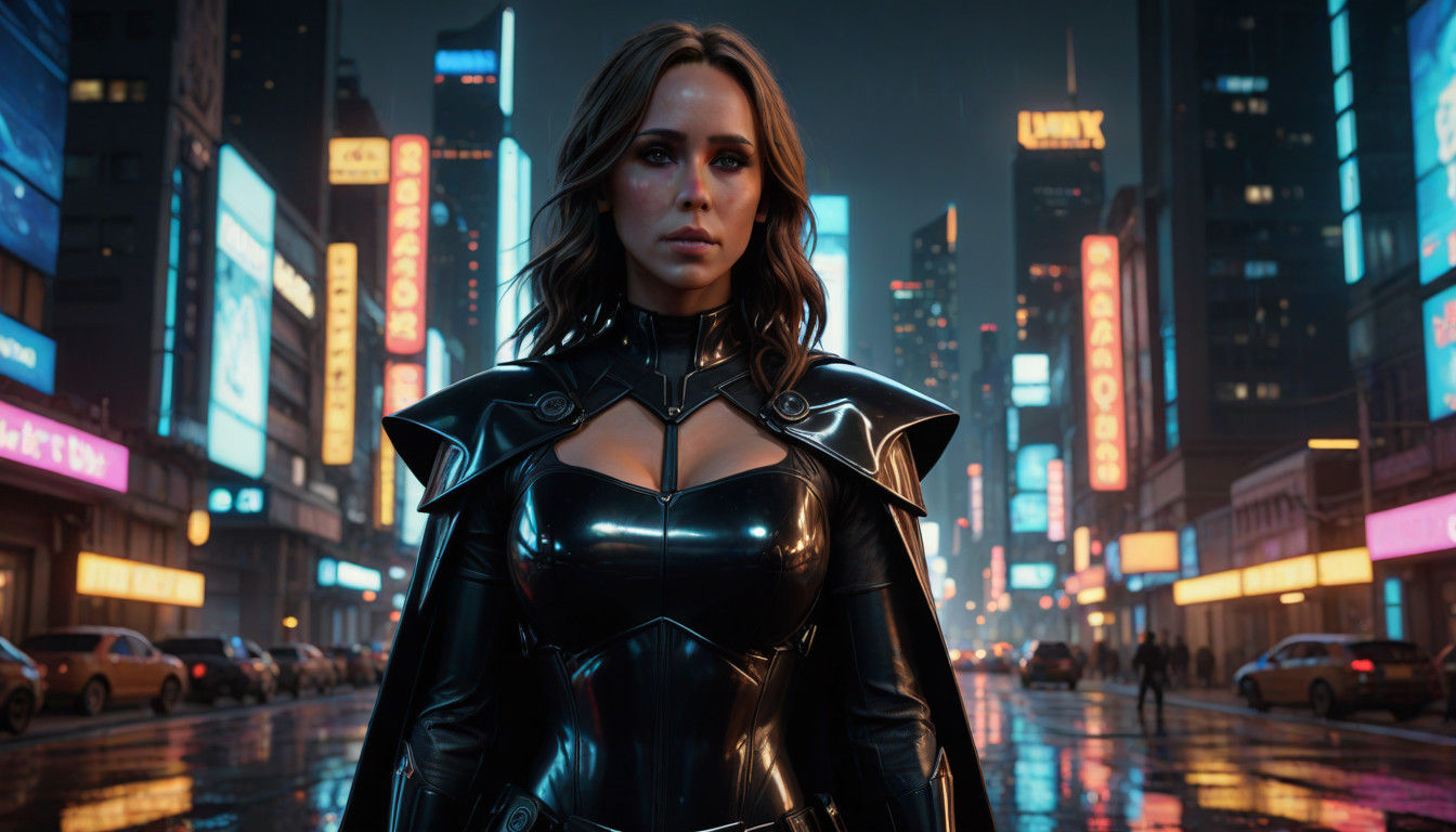 Jennifer Love Hewitt in Glamorous Black Latex Guard Uniform