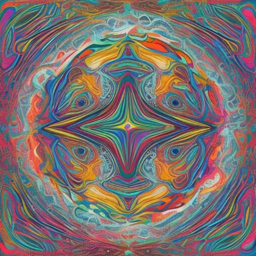 Futuristic Geometric Shapes Flowing on River Surface