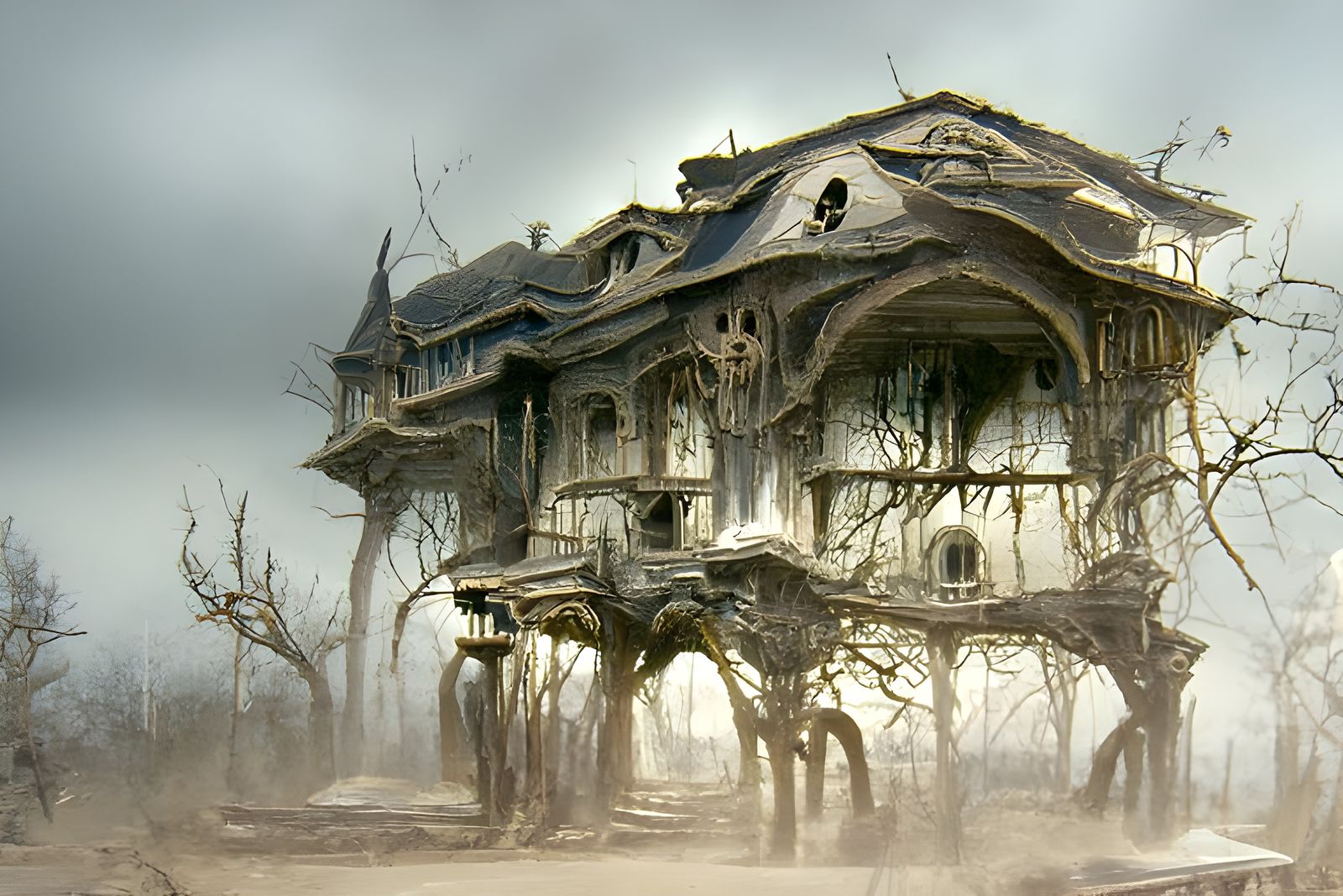 Sinister Haunted Victorian House in Digital Art
