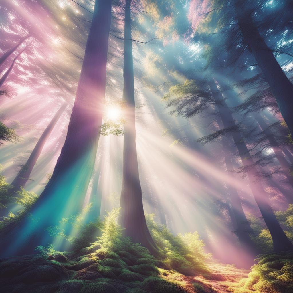 Pastel Magical Lost Forest with Divine Light